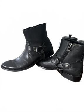 Rudsak Black Leather Harness Ankle Boots Moto Style - Men’s EU 40 (US 7)